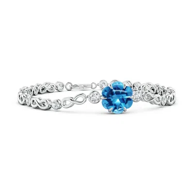 ANGARA GIA CERTIFIED SIX-PETAL SWISS BLUE TOPAZ INFINITY BRACELET