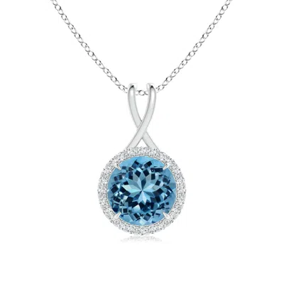 ANGARA GIA CERTIFIED SKY BLUE TOPAZ PENDANT WITH CRISS-CROSS BALE