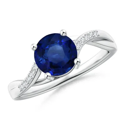 ANGARA GIA CERTIFIED SOLITAIRE BLUE SAPPHIRE TWISTED SPLIT SHANK RING