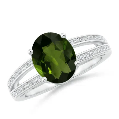 ANGARA GIA CERTIFIED SOLITAIRE OVAL TOURMALINE SPLIT SHANK RING