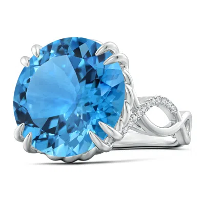 ANGARA GIA CERTIFIED SWISS BLUE TOPAZ CROSSOVER COCKTAIL RING