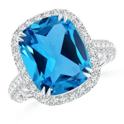 ANGARA GIA CERTIFIED SWISS BLUE TOPAZ HALO COCKTAIL RING