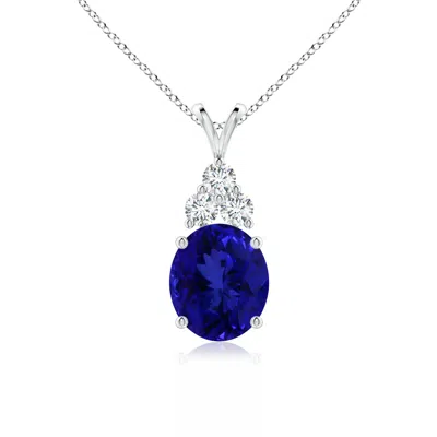 ANGARA GIA CERTIFIED TANZANITE SOLITAIRE PENDANT WITH TRIO DIAMONDS