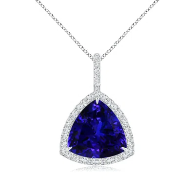 ANGARA GIA CERTIFIED TRILLION TANZANITE HALO DANGLE PENDANT