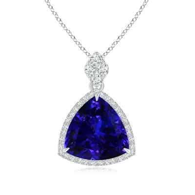 ANGARA GIA CERTIFIED TRILLION TANZANITE HALO PENDANT WITH DIAMONDS