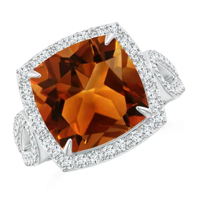 ANGARA GIA CERTIFIED VINTAGE STYLE CUSHION CITRINE SPLIT SHANK RING