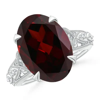 ANGARA GIA CERTIFIED VINTAGE STYLE OVAL GARNET FLEUR DE LIS RING