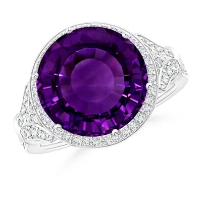 ANGARA GIA CERTIFIED VINTAGE STYLE ROUND AMETHYST COCKTAIL RING