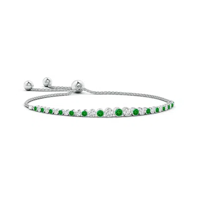 ANGARA GRADUATED BEZEL-SET EMERALD AND DIAMOND BOLO BRACELET