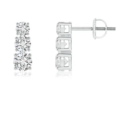 ANGARA GRADUATED DIAMOND THREE STONE EARRINGS