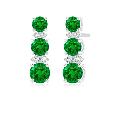 ANGARA GRADUATED EMERALD AND DIAMOND JOURNEY EARRINGS