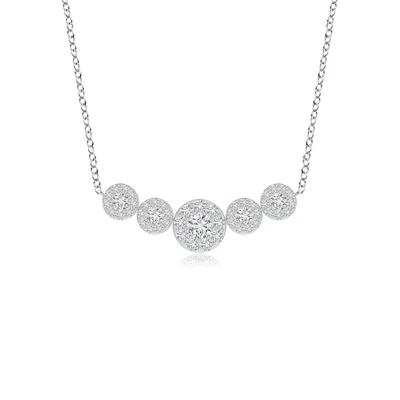 ANGARA GRADUATED FIVE STONE DIAMOND HALO NECKLACE