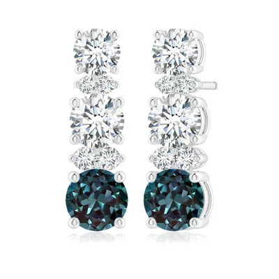 ANGARA GRADUATED LAB-GROWN ALEXANDRITE AND DIAMOND JOURNEY EARRINGS