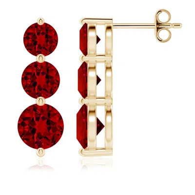 ANGARA GRADUATED ROUND LAB-GROWN RUBY THREE STONE EARRINGS