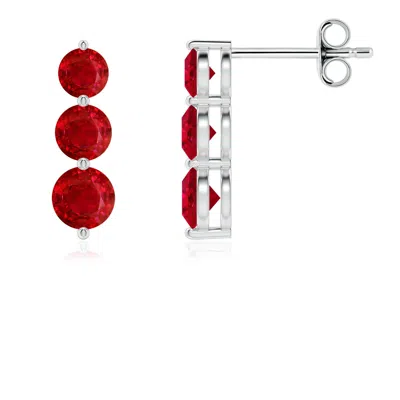ANGARA GRADUATED ROUND RUBY THREE STONE EARRINGS