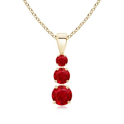 ANGARA GRADUATED ROUND RUBY THREE STONE PENDANT