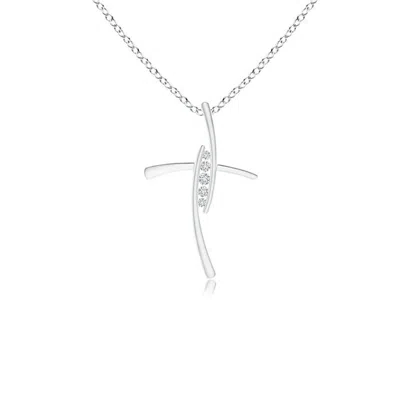 ANGARA GROOVED FIVE STONE DIAMOND BYPASS CROSS PENDANT