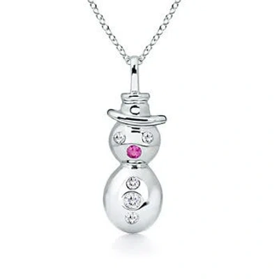ANGARA GYPSY-SET PINK SAPPHIRE AND DIAMOND SNOWMAN PENDANT