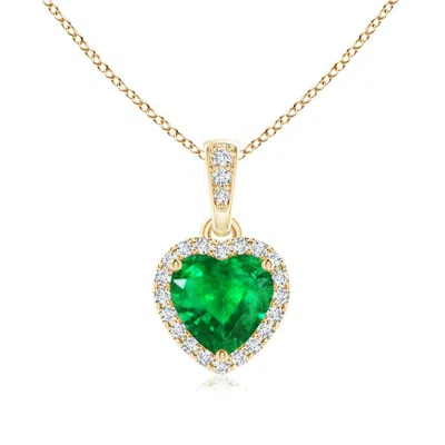 ANGARA HEART EMERALD PENDANT WITH DIAMOND HALO