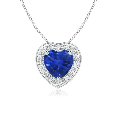 ANGARA HEART-SHAPED BLUE SAPPHIRE PENDANT WITH DIAMOND HALO