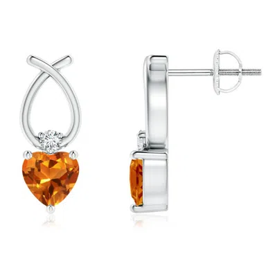 ANGARA HEART SHAPED CITRINE RIBBON EARRINGS WITH DIAMOND