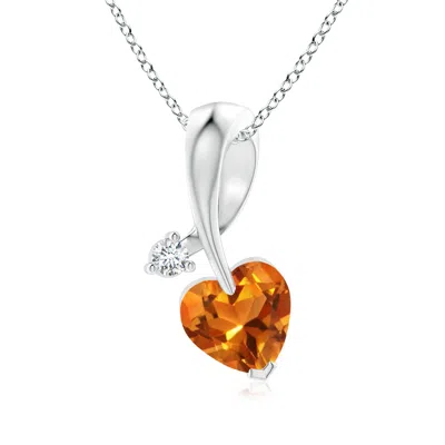 ANGARA HEART-SHAPED CITRINE RIBBON PENDANT WITH DIAMOND