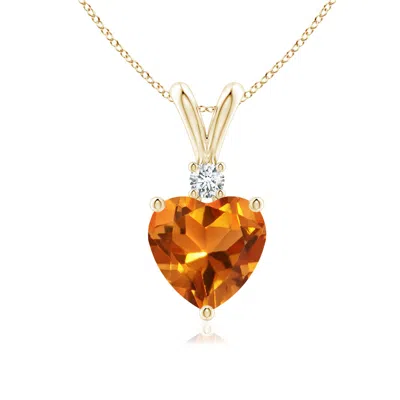 ANGARA HEART-SHAPED CITRINE V-BALE PENDANT WITH DIAMOND