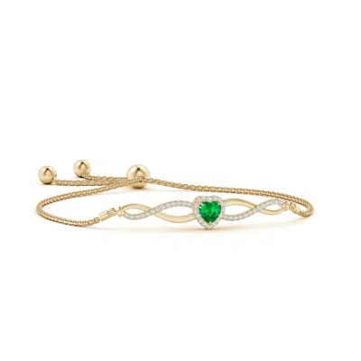 ANGARA HEART-SHAPED EMERALD INFINITY BOLO BRACELET