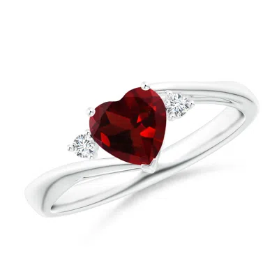 ANGARA HEART-SHAPED GARNET BYPASS RING WITH DIAMONDS