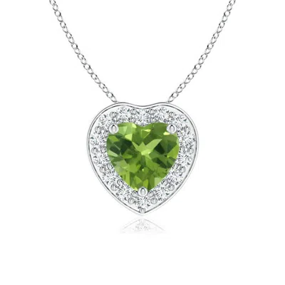 ANGARA HEART-SHAPED PERIDOT PENDANT WITH DIAMOND HALO