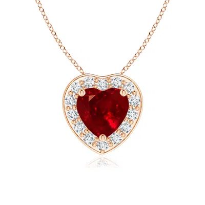 ANGARA HEART-SHAPED RUBY PENDANT WITH DIAMOND HALO