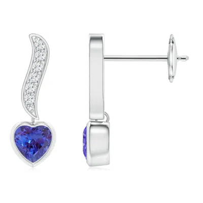 ANGARA HEART-SHAPED TANZANITE AND DIAMOND SWIRL DROP EARRINGS