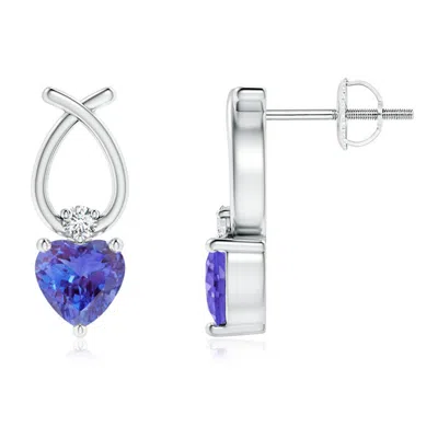 ANGARA HEART SHAPED TANZANITE RIBBON EARRINGS WITH DIAMOND