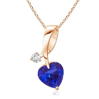 ANGARA HEART-SHAPED TANZANITE RIBBON PENDANT WITH DIAMOND