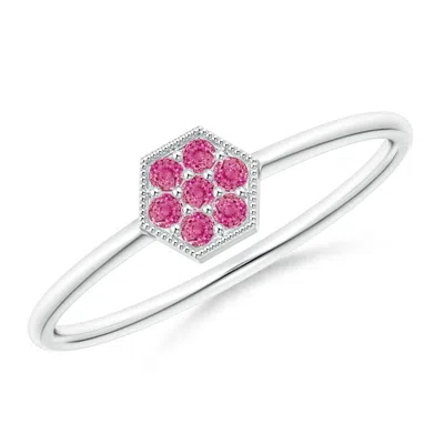 ANGARA HEXAGON-SHAPED PINK SAPPHIRE CLUSTER RING WITH MILGRAIN