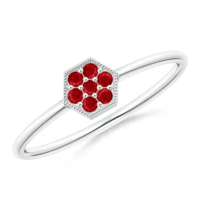 ANGARA HEXAGON-SHAPED RUBY CLUSTER RING WITH MILGRAIN