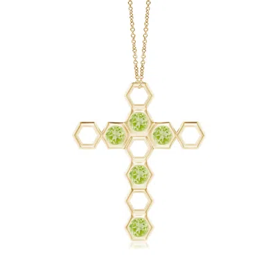 ANGARA HEXAGONAL ALTERNATE PERIDOT CROSS PENDANT