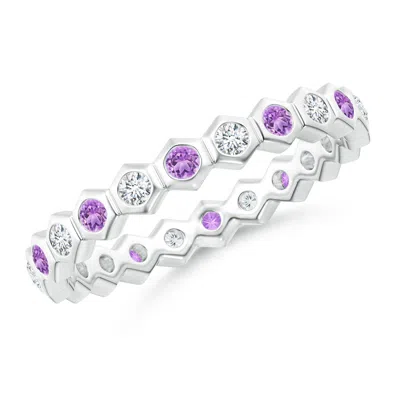 ANGARA HEXAGONAL AMETHYST AND DIAMOND ETERNITY RING