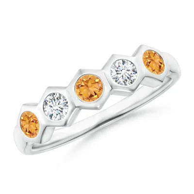 ANGARA HEXAGONAL BEZEL-SET CITRINE AND DIAMOND BAND