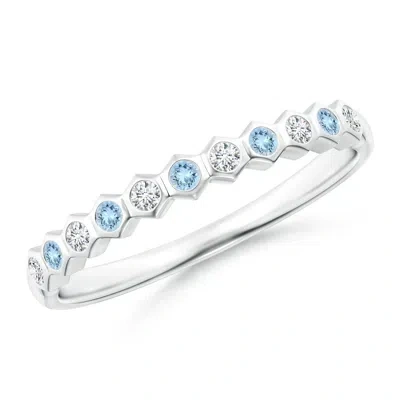 ANGARA HEXAGONAL BEZEL-SET DIAMOND AND AQUAMARINE BAND