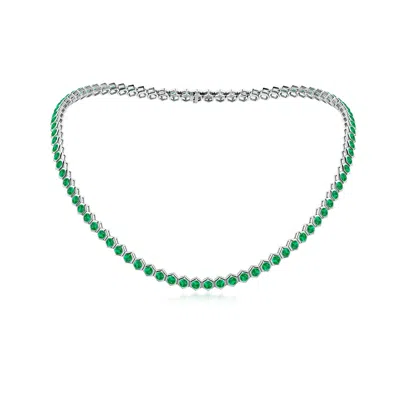 ANGARA HEXAGONAL BEZEL-SET EMERALD TENNIS NECKLACE