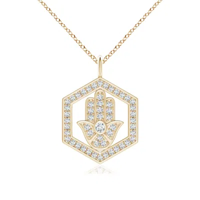 ANGARA HEXAGONAL DIAMOND HAMSA PENDANT