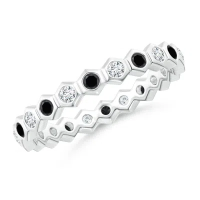 ANGARA HEXAGONAL ENHANCED BLACK AND WHITE DIAMOND ETERNITY RING