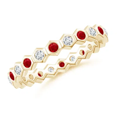 ANGARA HEXAGONAL RUBY AND DIAMOND ETERNITY RING