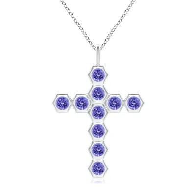 ANGARA HEXAGONAL TANZANITE CROSS PENDANT