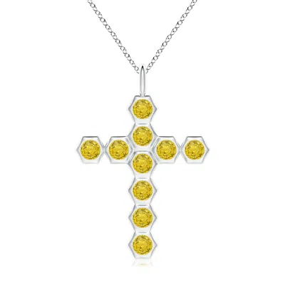 ANGARA HEXAGONAL YELLOW SAPPHIRE CROSS PENDANT