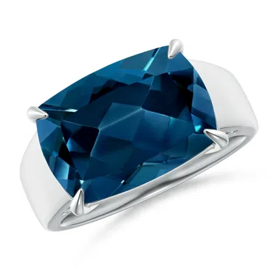 ANGARA HORIZONTAL CUSHION LONDON BLUE TOPAZ COCKTAIL RING
