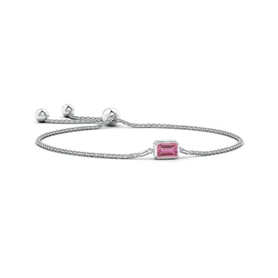 ANGARA HORIZONTALLY SET EMERALD-CUT PINK TOURMALINE BOLO BRACELET