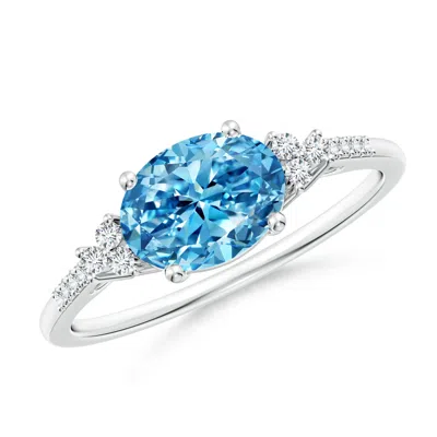 ANGARA HORIZONTALLY SET OVAL LAB-GROWN FANCY INTENSE BLUE DIAMOND RING