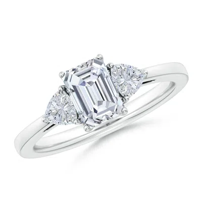 ANGARA IGI CERTIFIED LAB-GROWN EMERALD-CUT AND TRILLION DIAMOND THREE STONE REVERSE TAPERED SHANK ENGAGEMEN